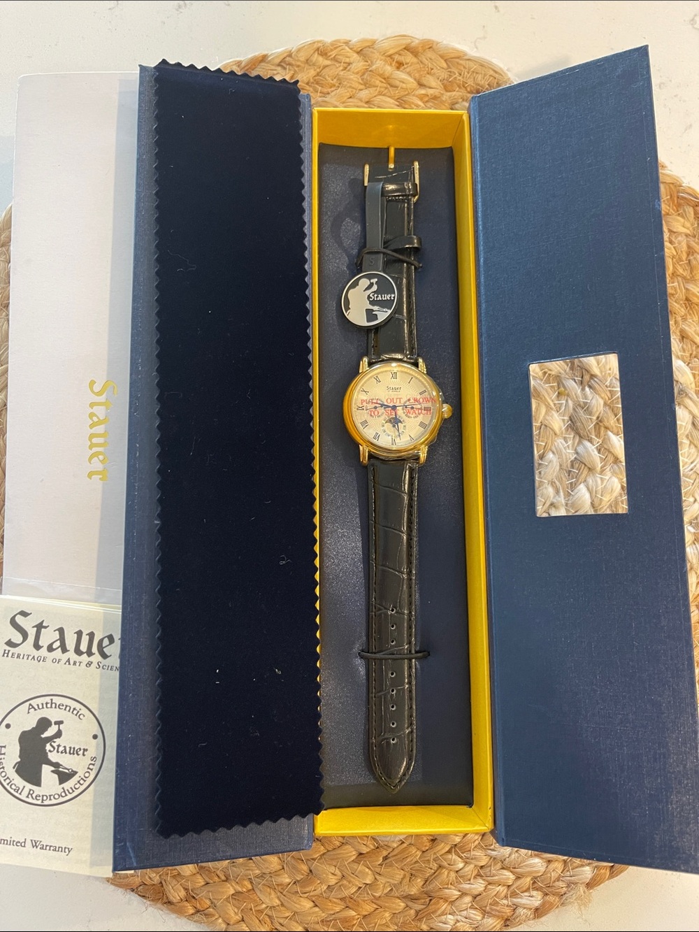 Stauer Men's 27 Jewels Water Resistant Automatic Winding Black Leather Watch